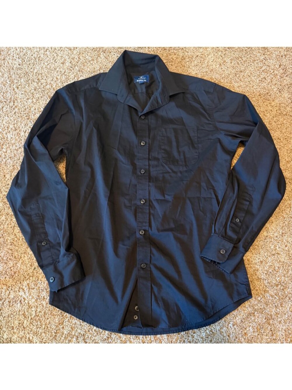 George Mens Black Classic Fit Dress Shirt Small 34-36 Cotton Blend Long Sleeve